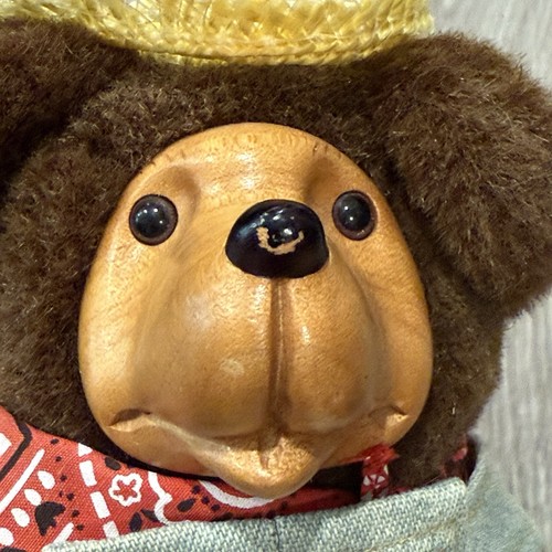 Vintage Robert Raikes Holzgesicht Bär Set Floyd & Frannie Farmer Applause Plüsch - Bild 13 von 14