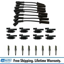 Complete Engine Ignition Coil Spark Plug & Wire Kit Set for Cadillac Chevy GMC