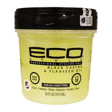 Eco Styling Gel Black Castor Flax Seed Oil 16 Oz Case of 6