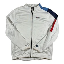 BMW Jacket White Full Zip Track Motorsport M Power Puma Logo Graphic Large