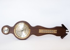Wetterstation Hygrometer Barometer Thermometer massiv Holz analog  Regen Sonne