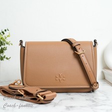 Tory Burch Thea Pebbled Leather Flap Crossbody Shoulder Bag in Tiramisu NWT