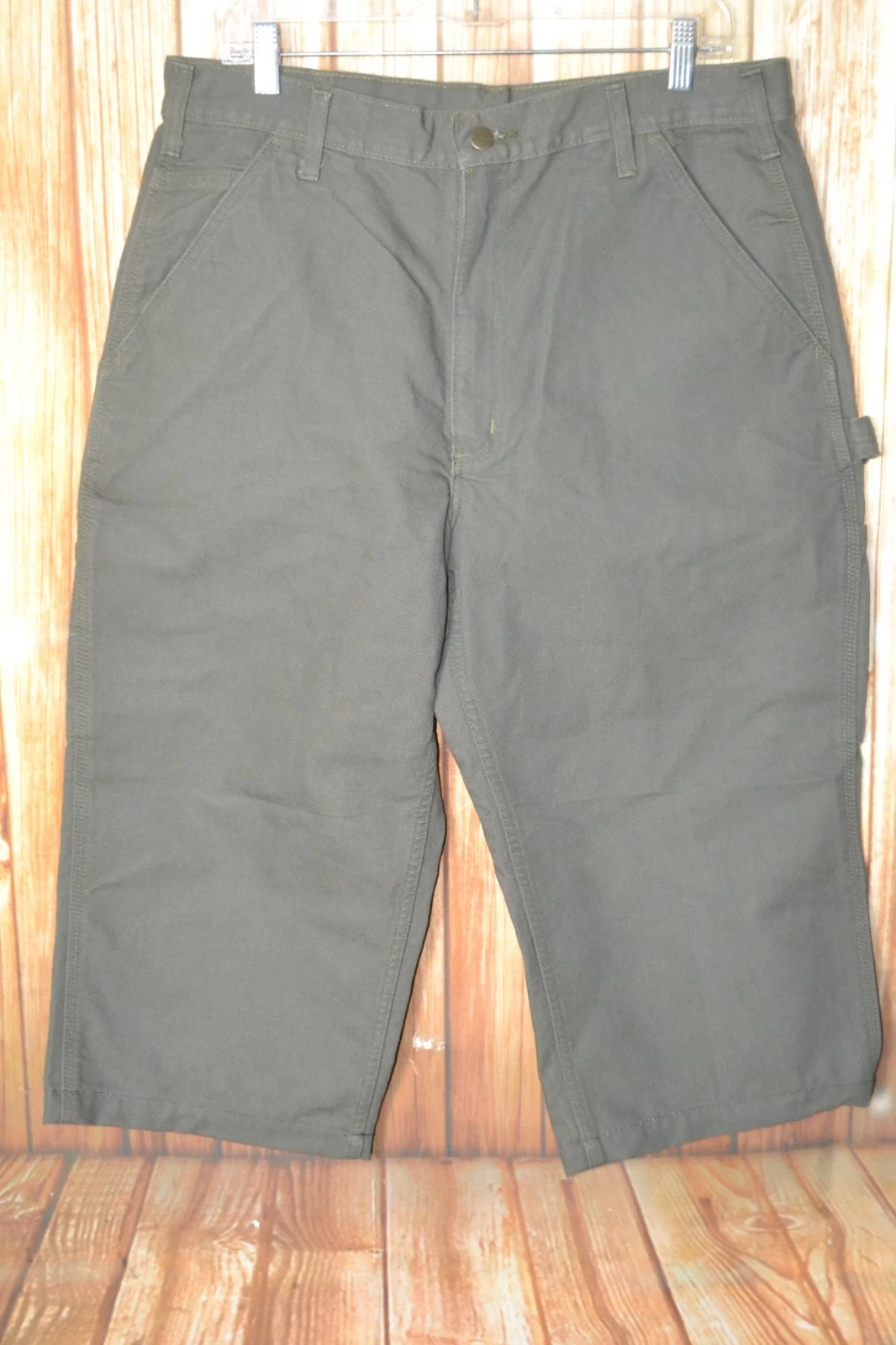 Vintage Carhartt B11-MOS Men Cargo Moss Green Carpenter Shorts Sz 36