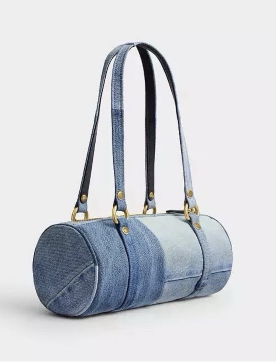 Coach Kisslock Barrel Bag 28 In Repurposed Denim Brand New with
