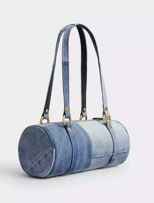 Coach Kisslock Barrel Bag 28 In Repurposed Denim Brand New with 