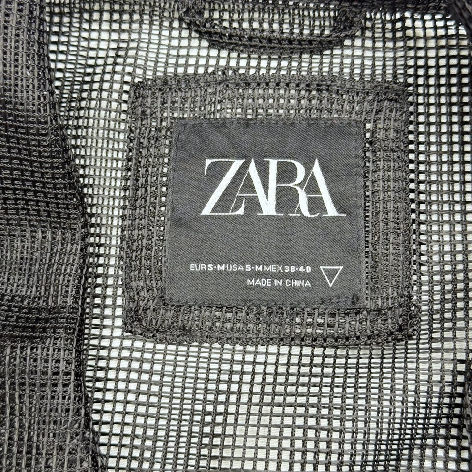 ZARA Mesh Shirt Mens Size S-M  See Through Black Sheer Button Up Oversized Top - Image 4 of 4