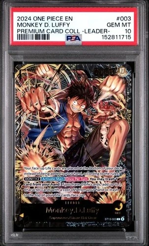 One Piece Monkey D. Luffy Premium Card Collection ST13-003 Leader Foil PSA 10