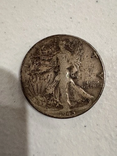 1945 Walking Liberty Silver Half Dollar Vintage About Uncirculated US 50c Coin