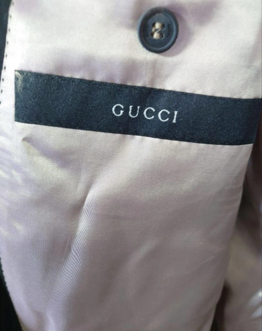 Giacca Gucci blu navy blazer a righe doppio sartoriale taglia 46 usata in ottime condizioni