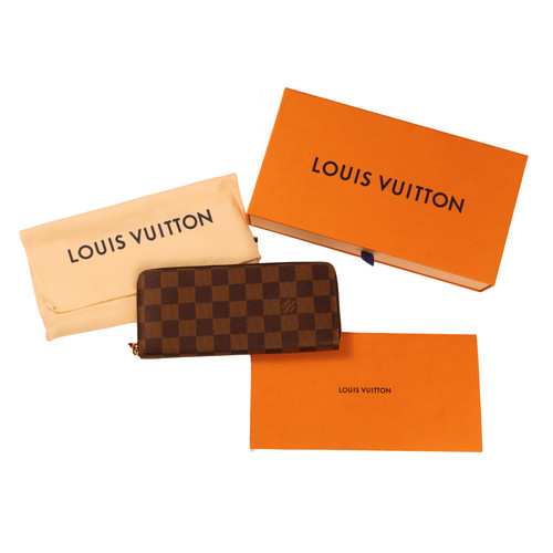 Louis Vuitton Clemence Wallet Damier Ebene Red Interior Box Dust Bag