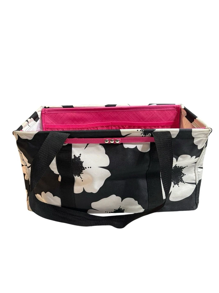 Bolso utilitario mediano Thirty One Gifts con inserción rosa estampado de amapola blanca Foto 3 de 4