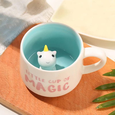 3D Einhorn Tasse aus Keramik, Einzigartige Handgefertigte Einhörner Kaffeetassen