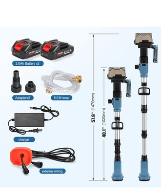 #ad Cordless 20V Cold Water Pressure Washer Kit Battery Charger Hose Adapter $74.94