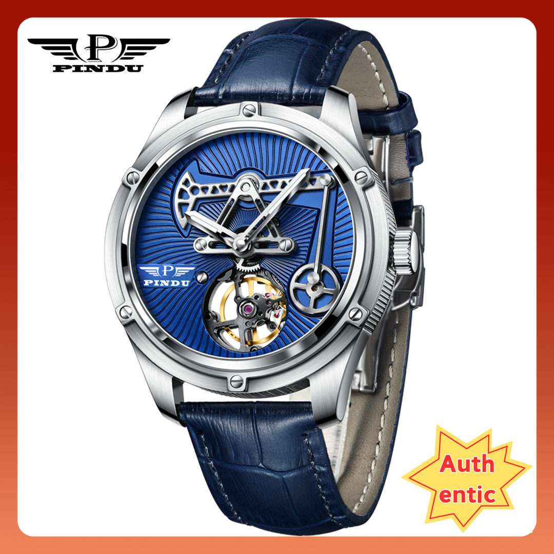 2024 PINDU Men's Mechanical Oil Well Skeleton Watch - luminous