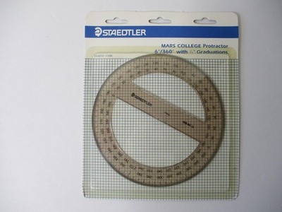 Mars College Protractor by Staedtler No. 568-80-15 (6''/360 with 1/2 Graduations)
