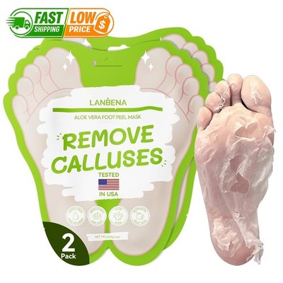 LANBENA Aloe Vera Foot Peel Mask(2 Pairs),Exfoliator 1 Count (Pack of 2) 