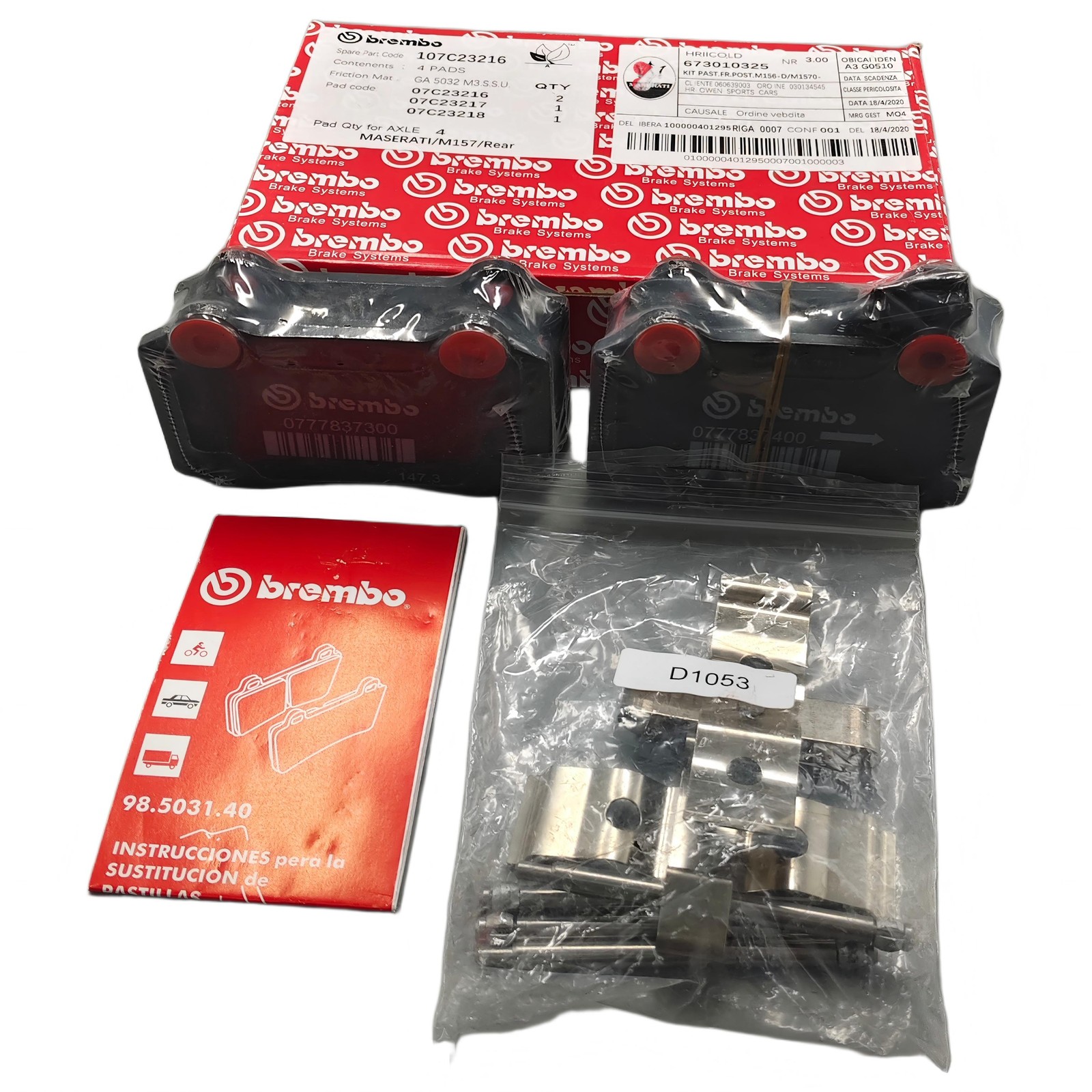 For MASERATI 2014-2016 Ghibli M156 M157 Brembo Rear Brake Pads Kit 673010325