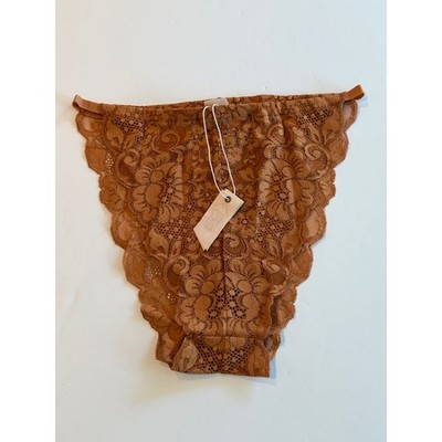 Hah Chase Me Down Panty Brown Sugar Lace Panty NEW L