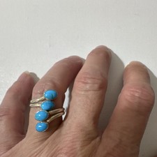 925 Sterling Silver Wrap Ring Bezel Set 4 Ova...