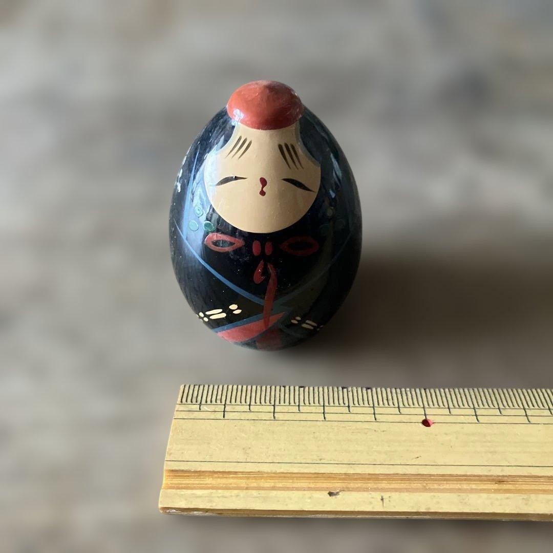 Kokeshi Doll Hand-Painted Wooden 5.5cm Black Red Traditional Japan