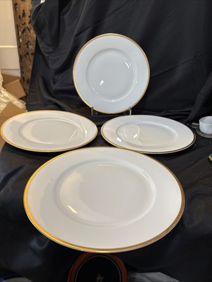 tk thun bohemia Porcelain Set Of 4 White Gold Rim Porcelain 9 3/4 In Dinner Plat