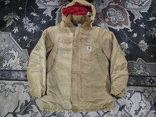 Vintage Carhartt Arctic Quilt Lined Full Zip Jacket Mens Size M/L Removable Hood