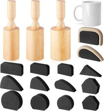 3 Pcs Cup Pottery Molds 2.5'', 2.8'', 3.1'' with 12 Pcs Mug Handle Forms Shaping