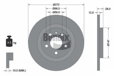 2 PCS BENDIX Braking BDS1192 Brake Disc