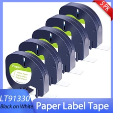 12mm 1/2" X 4m 13 ft Black on White 91330 Label Tape For DYMO LetraTag LT-100T