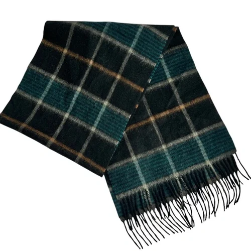 Estilo Plaid Scarf Wool Tartan Rectangle Black Blue Check Block