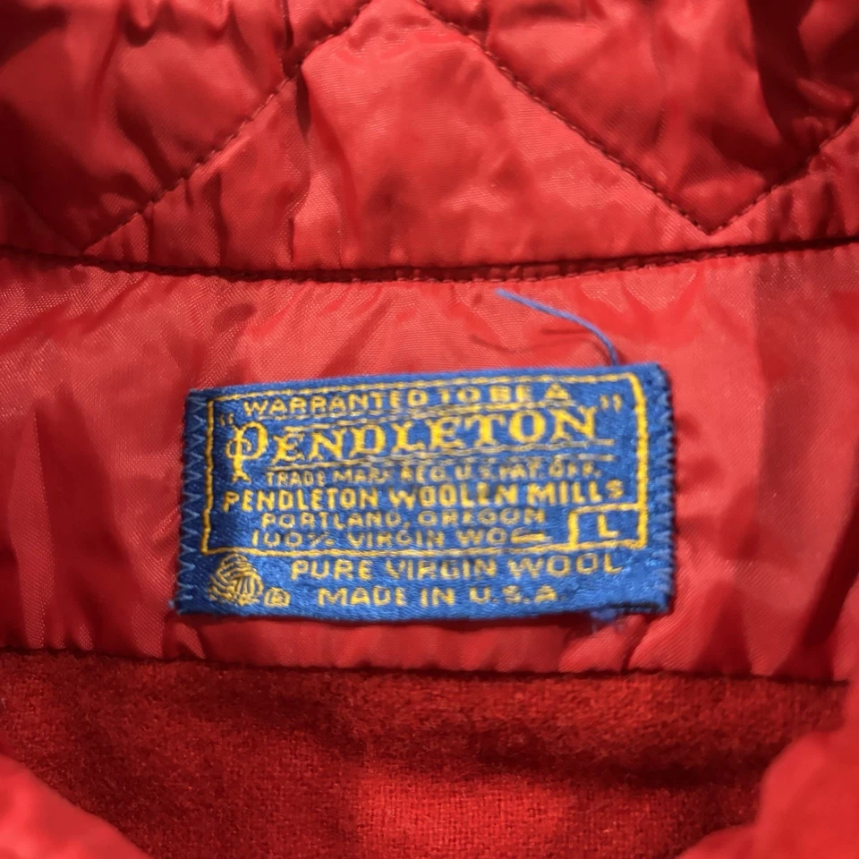 Pendleton Button Shirt Men L Long Sleeve Red Virgin Wool USA Made Vintage - Image 2 of 4