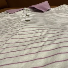 Ben Hogan Golf Polo Shirt Men's UK Size M but fits big Purple Stripe t-shirt