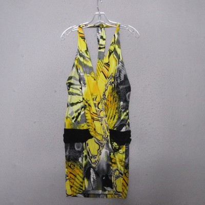Vintage Cache Dress Small Halter Mini Y2K 90s Party Clubwear Faux Wrap Made USA