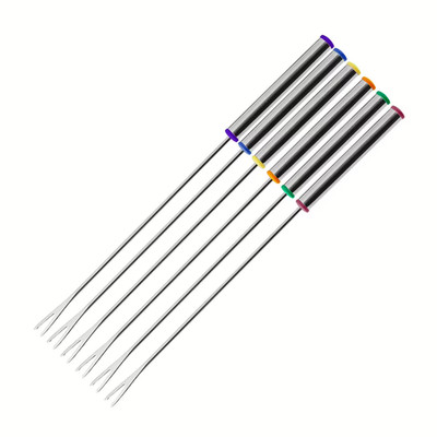 Fackelmann 6 x Fonduegabeln 24 cm Edelstahl Besteck Fonduebesteck Fonduespieße
