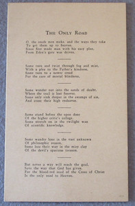 Vintage THE ONLY ROAD Poem Heavy Cardstock O, THE ROADS MEN MAKE AND THE WAYS