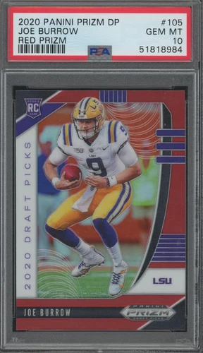 2020 Panini Prizm Draft Picks Joe Burrow #105 Red PSA 10