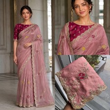 Saree Blouse Bollywood Party Wear New Sari Wedding Designer Indian Pakistani