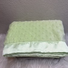 Just One Year by Carters Baby Blanket Plush Minky Velour Green Satin FAST SHIP