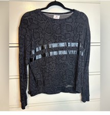 Sundry black snakeskin print stripe soft sweatshirt womens xs oversized