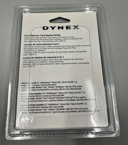 Dynex 5-in-1 Memory Card Reader/Writer DX-CR501 For SD/MMC/MS/MS-PRO/XD New - Picture 5 of 7