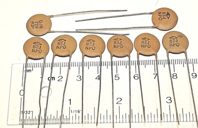 #3443 5 pieces Centralab DD-7R5 7.5pf 1000vdcw Ceramic Disc Capacitors