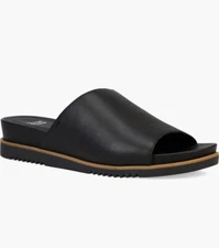 Eileen Fisher Woman's Koha Leather Wedge Sandal, Black