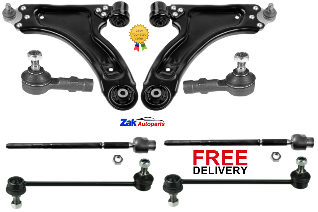 FOR VAUXHALL MERIVA 03 FRONT WISHBONE ARMS + LINKS + TRACK ROD & INNER