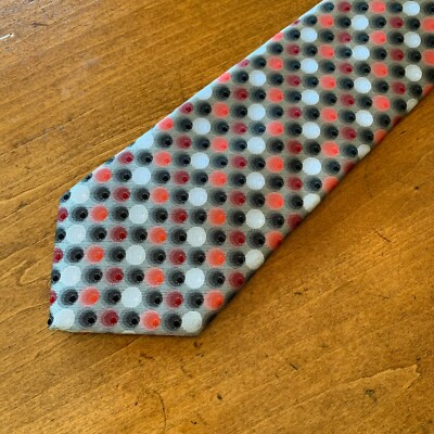  A GREAT COLOR COMBINATION ON A POLKA DOT NECKTIE BY BERGAMO OF NEW YORK
