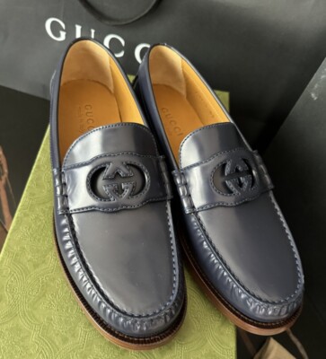 Gucci Men's Kaveh Interlocking G Cutout Loafers New With Box Size