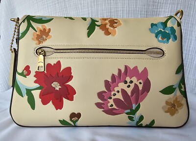 COACH Soft Tabby Shoulder Bag with Floral Bouquet Print - Chalk