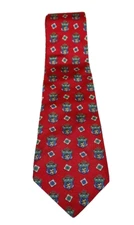Mens Silk Necktie Tommy Hilfiger Crest Crown Red Green Blue Italian 56L 4W