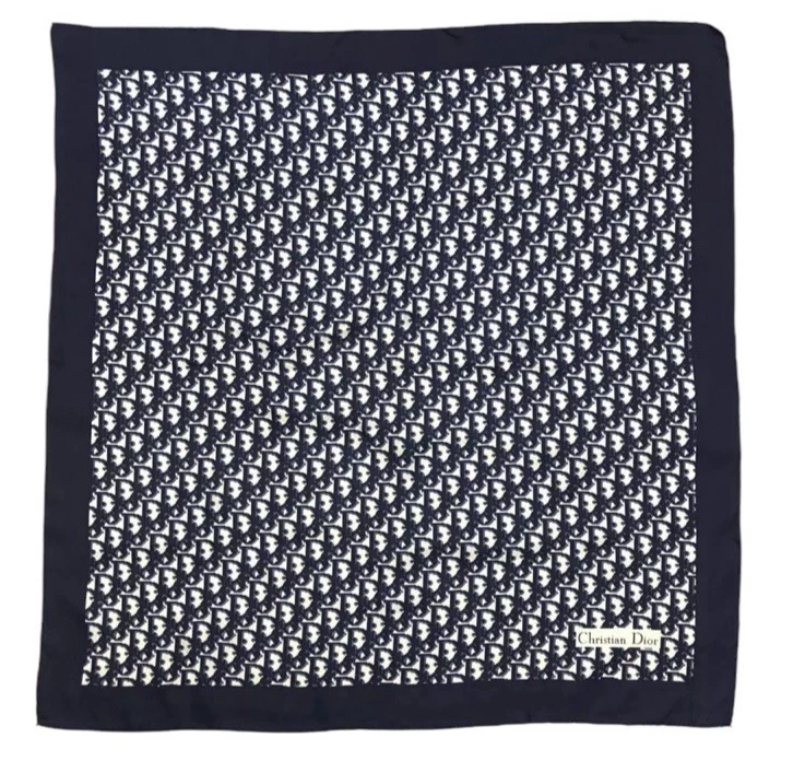 Foulard CHRISTIAN DIOR bleu marine Dior trott% soie