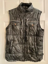 Buffalo David Bitton Mens Puffer Vest Large Camo With Pack Away Hood Excellent