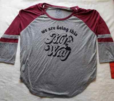Star Wars Women's We are Doing This my Way Long Sleeve Gray & Burgundy Top 2XL